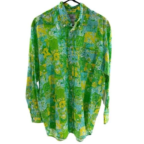 Colorful Green and Yellow Men's Shirt - Picture 12 of 14
